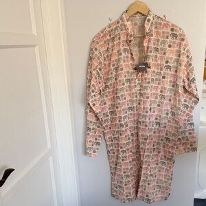 Indian shirt Elephant Print Kurta Men size XL